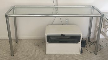 Chrome Base With Glass Top TV Table