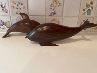 Wooden Whale And Dolphin Figures