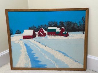 Vintage Original Cavendish Vermont Snow Scene Oil Painting