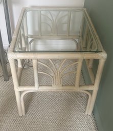 Bamboo Base With Glass Top End Table