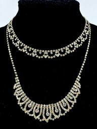 Pairing Of 2 Elegant Vintage Rhinestone Necklaces