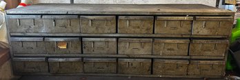 Long Metal 18 Drawer Tool Cabinet With Contents