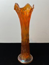 Vintage Northwood Clear To Marigold/Carnival Glass Vase