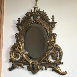 Fabulous Antique Victorian Bronze Mirror - Beveled Glass - Very Ornate - Amazing Patina - Hangs On The Wall