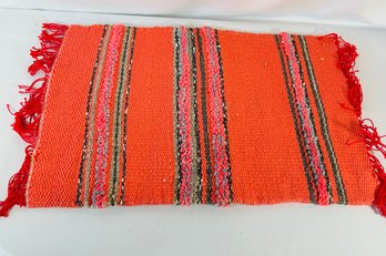 Small Woven Textile, Red With Stripes