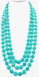 Vintage Teal & Yellow Plastic Vintage Daisy Necklace