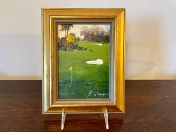 Small Framed Painting Of A Golf Green, Signed