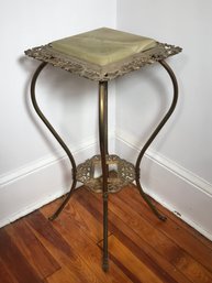 Lovely Antique Victorian Brass Onyx Top Lamp Table - Very Pretty Table - Overall Great Condition - Nice Stand