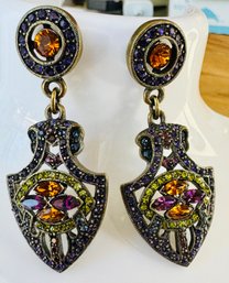 STUNNING SIGNED HEIDI DAUS ART DECO STYLE DANGLE EARRINGS