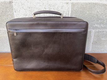 Bally Brown Leather Brief/ Computer Case- Made In Italy