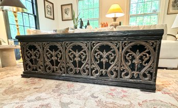 Vintage Phyllis Morris Black And Bronze Doors Cabinet/Coffee Table