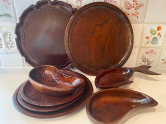 Assortment Of Wood Dishes And Bowls