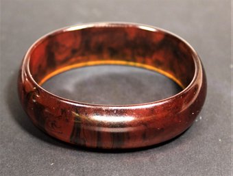 Vintage Oval Marbleized Root Beer Bangle Bracelet