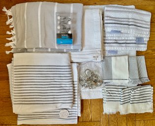 Palace Shower Curtain With Shower Hooks, Kasa Spa Towels, Bath Towels & Bath Mat, Some New