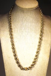 Very Heavy Mexican Sterling Silver Rope Turned Chain Necklace 20' Long