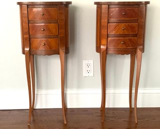 Pair Of Diminutive Italian End Tables With Custom Glass Tops