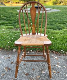 A Rush Seated Spindle Back Side Chair