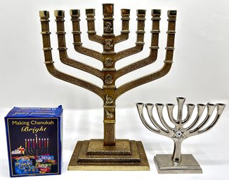 2 Chanukal Menorahs, Larger By Ben Ari Arts & Box Of Candles