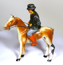 Vintage Dime Store Lead One-piece Figure Man On Horseback