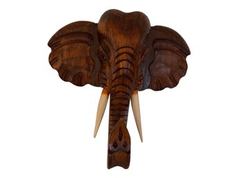 Carved Wooden Elephant Head