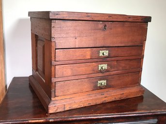 Fantastic Antique Pine Watch Makers / Machinist Chest - MANY Modern Day Uses - Jewelry ? Pens ? Lighters ?