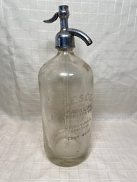 Vintage Gesco Sparkling Carbonated Glass Water Bottle Quincy, MA 26/40oz