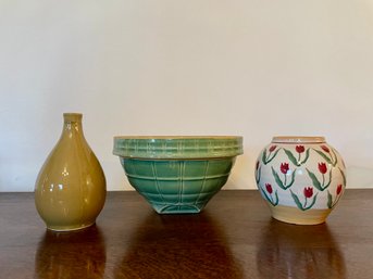 Three Pottery Vessels Including Nicholas Mosse And McCoy