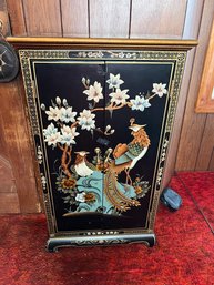 Black Lacquer Chinoiserie Console Cabinet