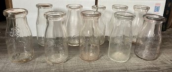 Lot Of 10 Vintage Half Pint Milk Bottles