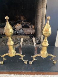 Pair Of Brass Andirons