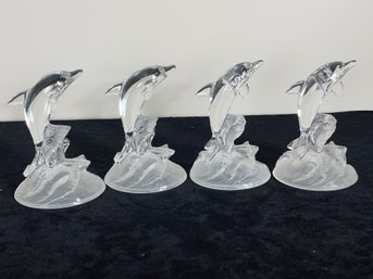 4 Piece Glass Dolphin Sculpture Collection