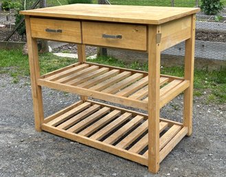 A Modern White Oak Kitchen Island - Casters Included