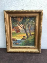 Carl Roth Genuine Oil Painting Of A House In The Woods