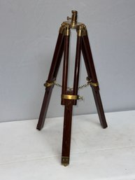 Vintage Wood And Brass Telescope Tripod Stand With Extendable Legs For Use On Table Or Platform