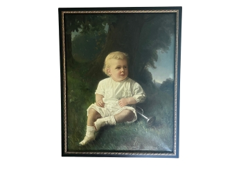Framed Reproduction Painting - Realist Victorian Baby Boy Portrait