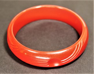 Another Red Carved Vintage Bakelite Bangle Bracelet