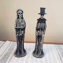 Pair Of Bride & Groom Skeleton Statues