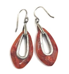 Vintage Silpada Designer Sterling Silver Coral Color Dangle Earrings