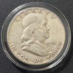 1951 Benjamin Franklin Silver Half Dollar