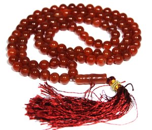 Very Fine Vintage Chinese Carnelian Hardstone Prayers Beads Necklace 32' Long