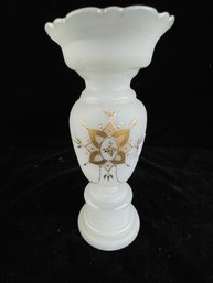 Gold Painted White Vase