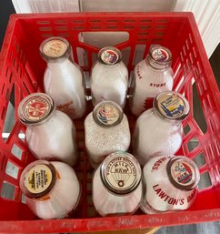 Lot Of 9 Vintage Milk Bottles