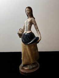 Porcelain Figurine Of Woman With Basket