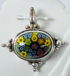 BEAUTIFUL MILLEFIORI STERLING SILVER PENDANT