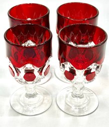 Vintage Red Block Wine Glass By US Glass