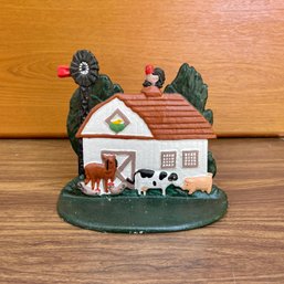 Vintage Cast Iron Farm Scene Doorstop