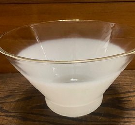 Large Vintage Blendo Frosted White Serving Bowl By West Virginia Glass Co.