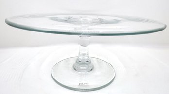 Krosno Large Glass Cake Platter, Poland, Appears Unused