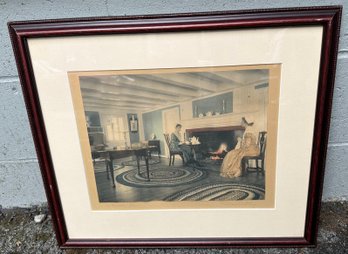 Original Vintage Colored Photo By Wallace Nuttig Titled Afternoon Tea - Nicely Framed