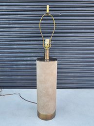 Vintage Suede And Brass Tone Table Lamp